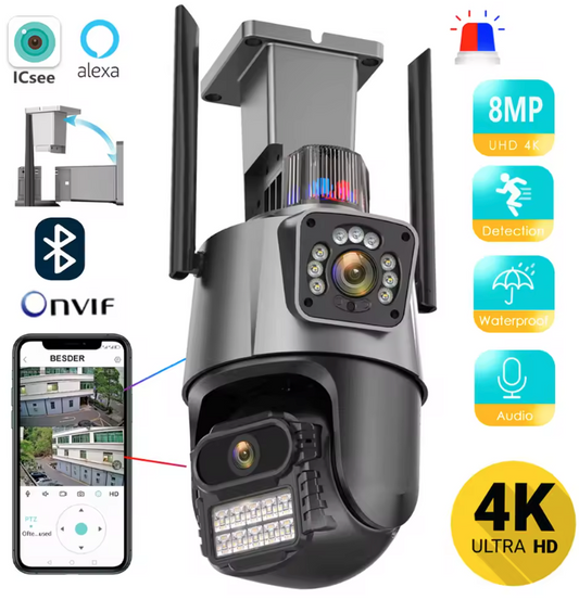 UltraGuard 8MP Dual-Lens 4K PTZ WiFi Security Camera