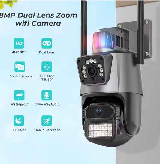 UltraGuard 8MP Dual-Lens 4K PTZ WiFi Security Camera